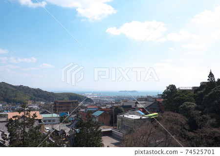Mikawao Island and cityscape of Mikawa Bay, Gamagori-gun, Aichi 74525701