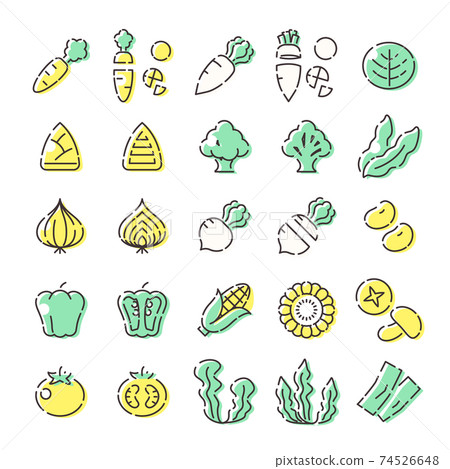 Vegetable icon set with a sense of omission Vegetable icon set with a sense of omission 74526648