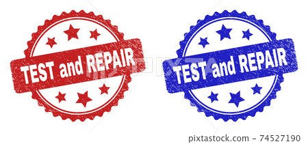 TEST AND REPAIR Rosette Seals with Distress... - Stock Illustration ...