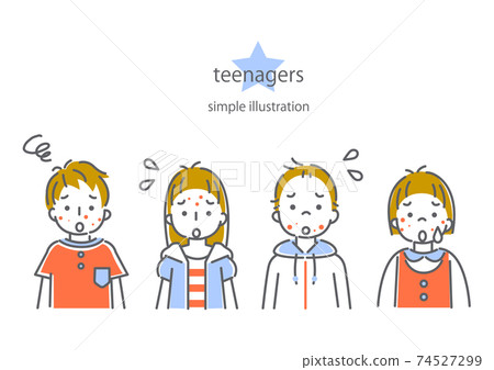 Simple and fashionable line art illustration set for teenagers 74527299