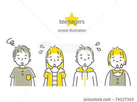 Simple and fashionable line art illustration set for teenagers 74527303