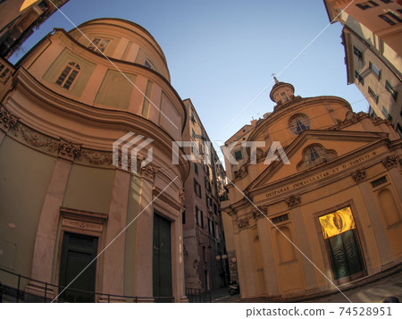 saint george church genoa historic palace and buildings in old town saint george church genoa historic palace and buildings in old town 74528951