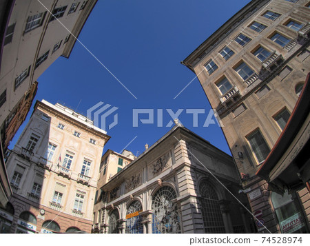 genoa historic palace and buildings in old town san pietro in banchi church 74528974