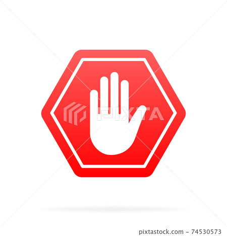 Red stop signs. Hand, rectangle,mark. Stop symbols in circles, warning, dangerous and prohibited signs set. Vector illustration. Red stop signs. Hand, rectangle,mark. Stop symbols in circles, warning, dangerous and prohibited signs set. Vector illustration. 74530573