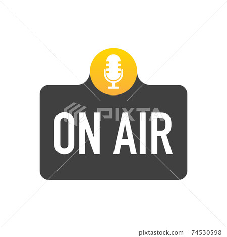 Microphone on air on a white background. Vector stock illustration. 74530598