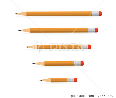 Lead pencils various length on white background. - Stock Illustration