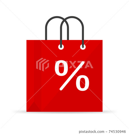 shopping bag with percent symbol 74530946