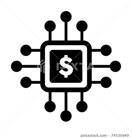 Digital dollar sign icon vector currency symbol for digital transactions for asset and wallet in a flat color glyph pictogram illustration 74530949