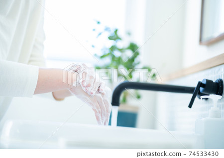 洗手:防止洗手的女性手部感染 洗手:防止洗手的女性手部感染 74533430