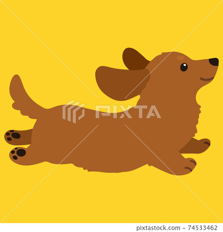 不帶主線跳紅色迷你臘腸狗 74533462