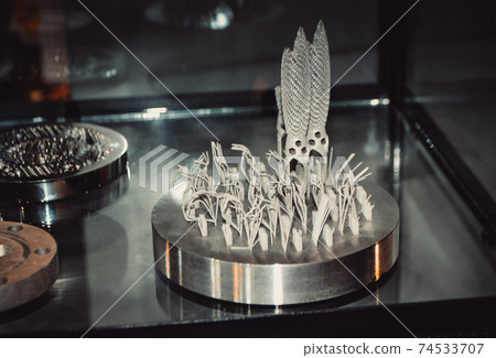 Object printed on metal 3d printer close-up 74533707