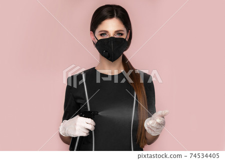 Manicurist in working form with tools in hand. Nail photo content Manicurist in working form with tools in hand. Nail photo content 74534405