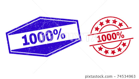 1000% Rubber Watermarks in Circle and Hexagonal... - Stock Illustration ...