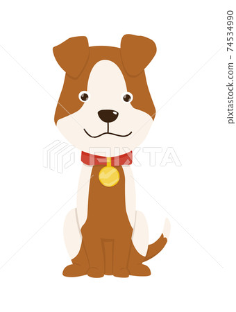Pet shop icon. Cute little dog. Pet accessory. Vector illustration in flat style clip art. Petshop supermarket 74534990