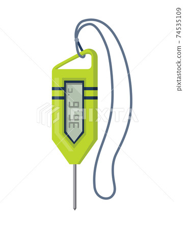 Thermometer icon. Measuring body temperature in vector. Electronic thermometer main prevention coronavirus. Cartoon icon for web design isolated on white background 74535109