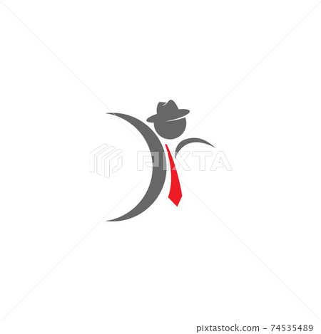 illustration of a businessman running reaching the star with briefcase, business, energetic, dynamic concept icon 74535489
