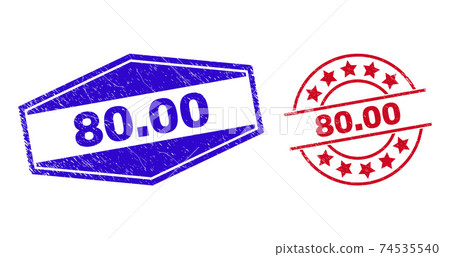 80.00 Grunged Stamp Seals in Circle and Hexagonal Shapes 74535540