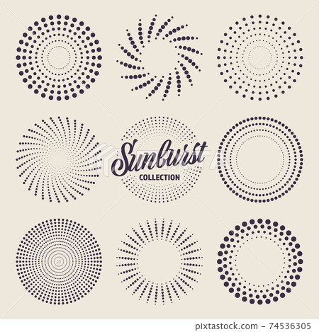 Vintage sunburst collection. Bursting sun rays. Fireworks. Logotype or lettering design element Vintage sunburst collection. Bursting sun rays. Fireworks. Logotype or lettering design element 74536305
