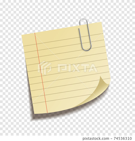 Realistic sticky note sheet. Blank lined paper. Vector illustration. 74536310