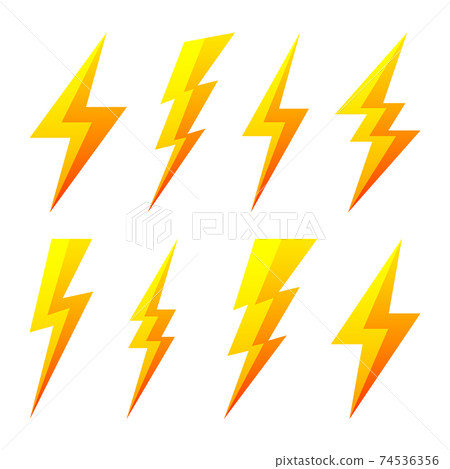 Yellow lightning bolt icons isolated on white... - Stock Illustration ...