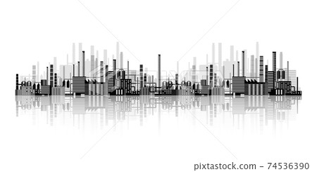 Urbanization, industrial background. Pipeline. Air pollution. Oil and gas fuel. Vector illustration. Urbanization, industrial background. Pipeline. Air pollution. Oil and gas fuel. Vector illustration. 74536390