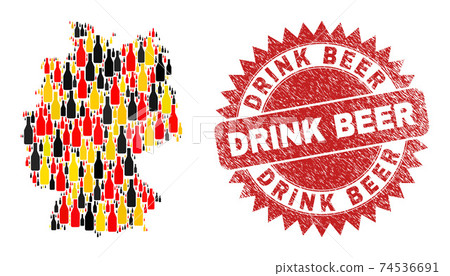 Drink Beer Distress Watermark and German Map... - Stock Illustration ...