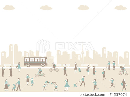 Bus and urban people landscape Bus and urban people landscape 74537074