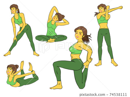 5 sets of fitness instructor women stretching 5 sets of fitness instructor women stretching 74538111