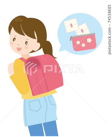 一個帶著書包裡的衛生巾上學的女孩 74538685