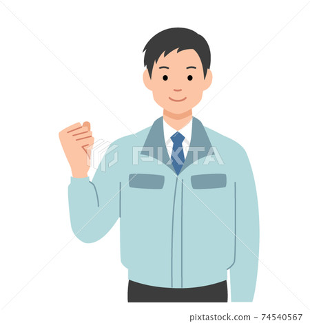 做膽量姿勢的年輕男性工作者 做膽量姿勢的年輕男性工作者 74540567