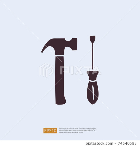 engineering related concept doodle icon with hammer and screw. maintenance and equipment sign symbol. solid style icon vector illustration engineering related concept doodle icon with hammer and screw. maintenance and equipment sign symbol. solid style icon vector illustration 74540585
