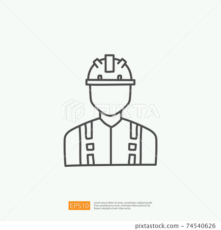 engineer with safety hardhat helmet icon. engineering and architecture related doodle concept with stroke line vector illustration engineer with safety hardhat helmet icon. engineering and architecture related doodle concept with stroke line vector illustration 74540626