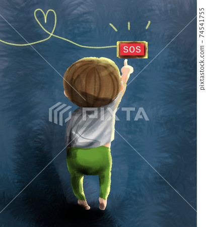 幼兒按下sos按鈕 幼兒按下sos按鈕 74541755