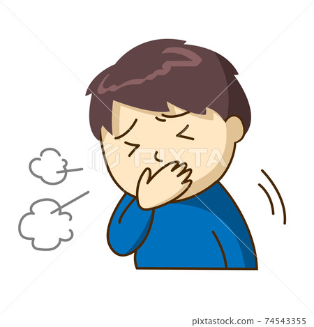 A man in a mask who coughs painfully A man in a mask who coughs painfully 74543355