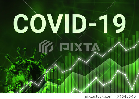 Green illustration of global COVID-19 infection increasing, graph coronavirus background. Healthcare concept Green illustration of global COVID-19 infection increasing, graph coronavirus background. Healthcare concept 74543549