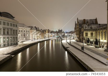 Graslei here next to the leie of Ghent Graslei here next to the leie of Ghent 74543853