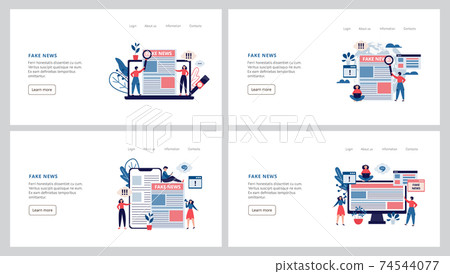 Web banners set on fake news concept with people, flat vector illustration. 74544077