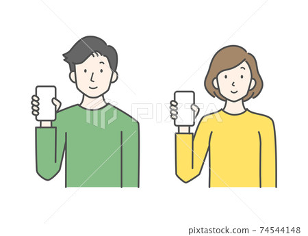 Men and women with smartphones Men and women with smartphones 74544148
