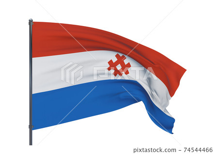 Flag of Komi-Permyak Okrug. 3D illustration isolated on white background. Flags of the federal subjects of Russia. Flag of Komi-Permyak Okrug. 3D illustration isolated on white background. Flags of the federal subjects of Russia. 74544466