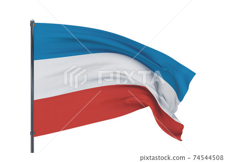The flag of Crimea. 3D illustration isolated on white background. Flags of the federal subjects of Russia. The flag of Crimea. 3D illustration isolated on white background. Flags of the federal subjects of Russia. 74544508