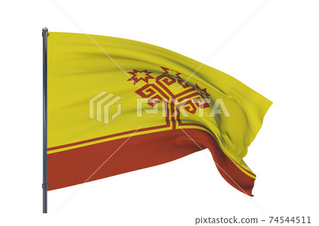 Flag of Chuvashia, Chuvash Republic. 3D illustration isolated on white background. Flags of the federal subjects of Russia. Flag of Chuvashia, Chuvash Republic. 3D illustration isolated on white background. Flags of the federal subjects of Russia. 74544511