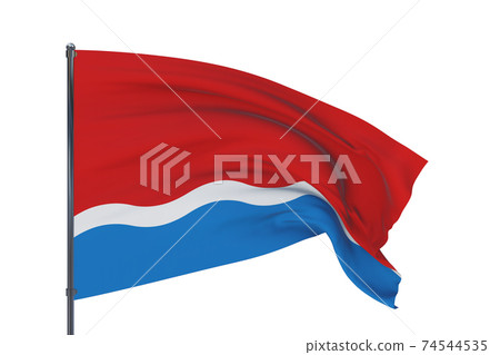 The flag of Amur Oblast. 3D illustration isolated on white background. Flags of the federal subjects of Russia. The flag of Amur Oblast. 3D illustration isolated on white background. Flags of the federal subjects of Russia. 74544535