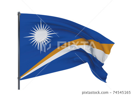 3D illustration. Waving flags of the world - flag of Marshall Islands. Isolated on white background. 74545165