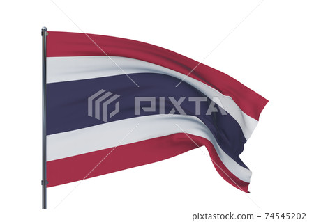 3D illustration. Waving flags of the world - flag of Thailand. Isolated on white background. 74545202