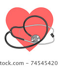 Stethoscope and Purple Heart Vector Illustration 74545420