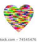 Heart on pattern background of many multi-colored bricks vector illustration 74545476