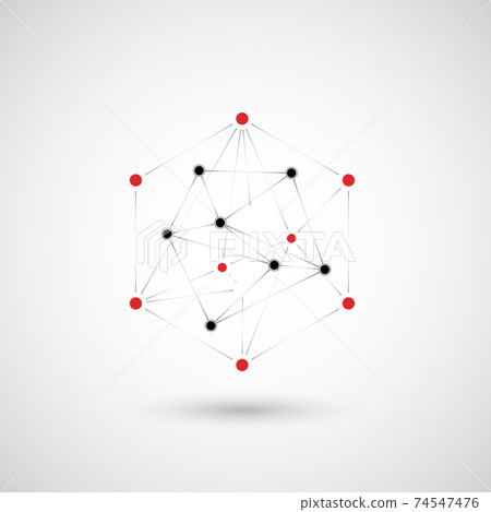 Vector glossy hexagonal banner with plastic style for business design. Vector connect dots and lines Vector glossy hexagonal banner with plastic style for business design. Vector connect dots and lines 74547476