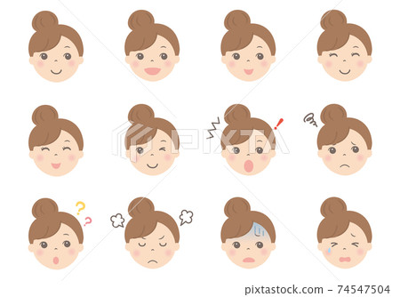 Female face illustrations (various facial expressions) 74547504