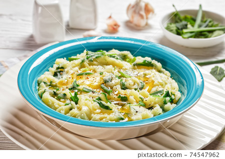 Irish colcannon potato mash with kale, top view Irish colcannon potato mash with kale, top view 74547962