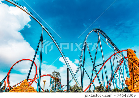 Roller Coaster in funny amusement  park 74548309